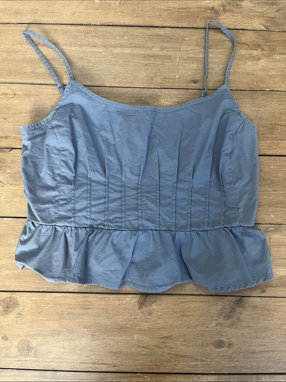 American Eagle Blue Pleated Peplum Top